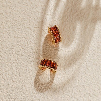 Vintage Elegant Zircon Clip Earrings