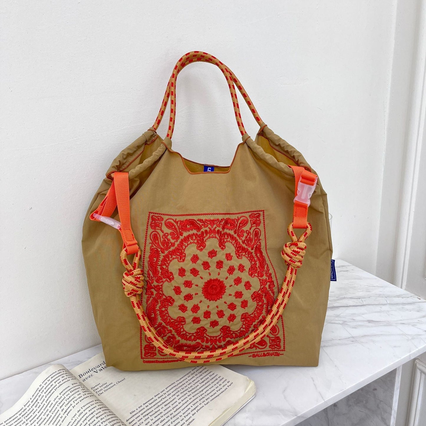 Love Embroidered Large Capacity Shopping Bag