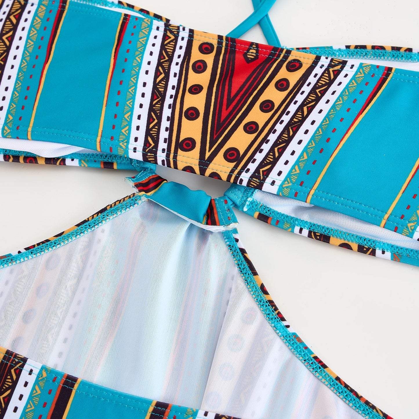 3PCS Vintage Print Sexy Halter Swimwear