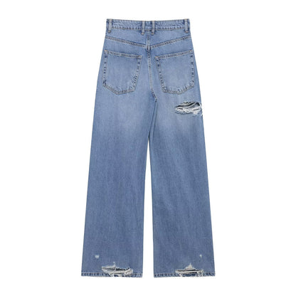 Casual  Distressed Loose Mid Rise Jeans