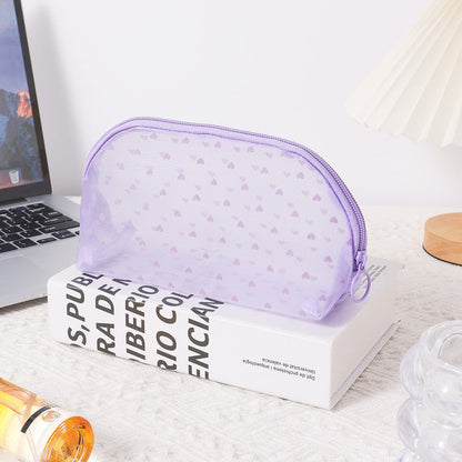 Purple Love Mesh Portable Make Up Bags