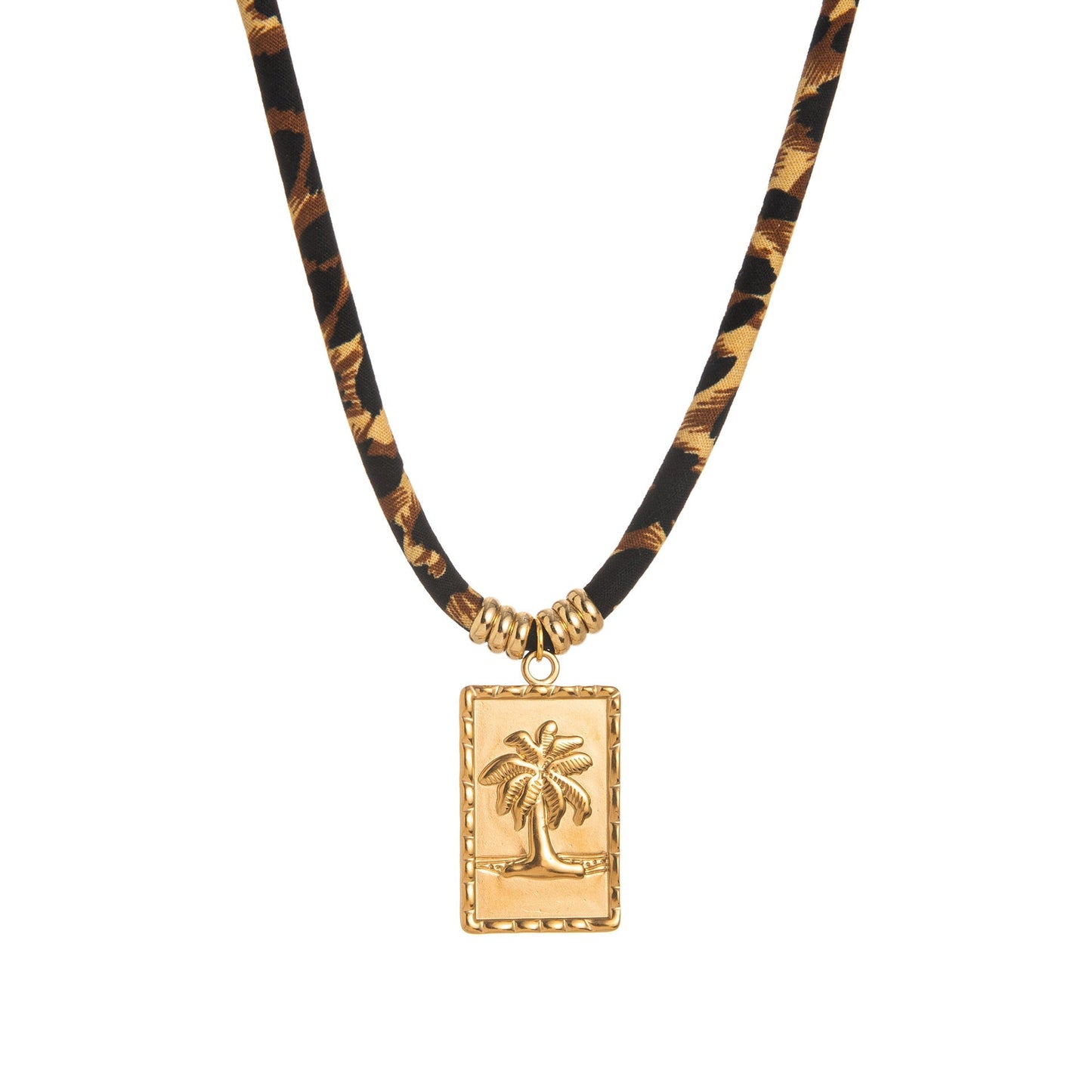 Gold Plated Pendant Leopard Cord Necklace