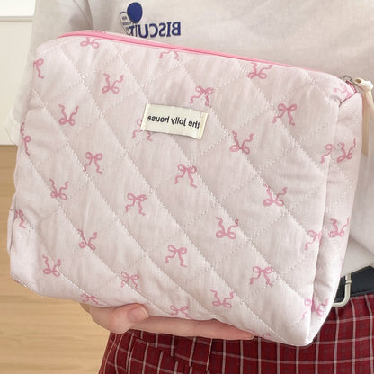 Pink Bow Large Capacity Sweet Make Up Bag