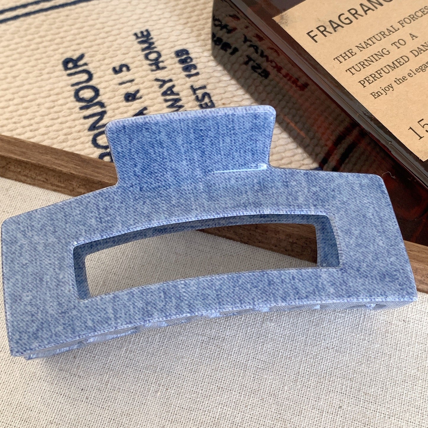 Simple Blue Geometric Acetate Hair Claw