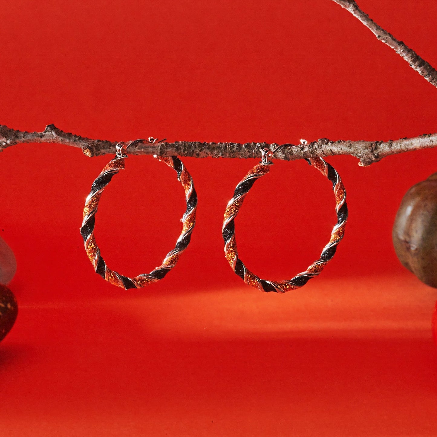 Halloween Twist Color Block Hoop Earrings