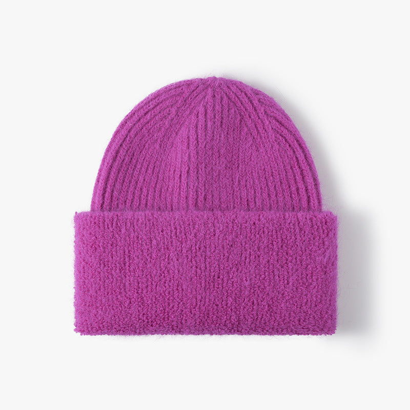 Solid Color Knit Hat High Flap Beanie