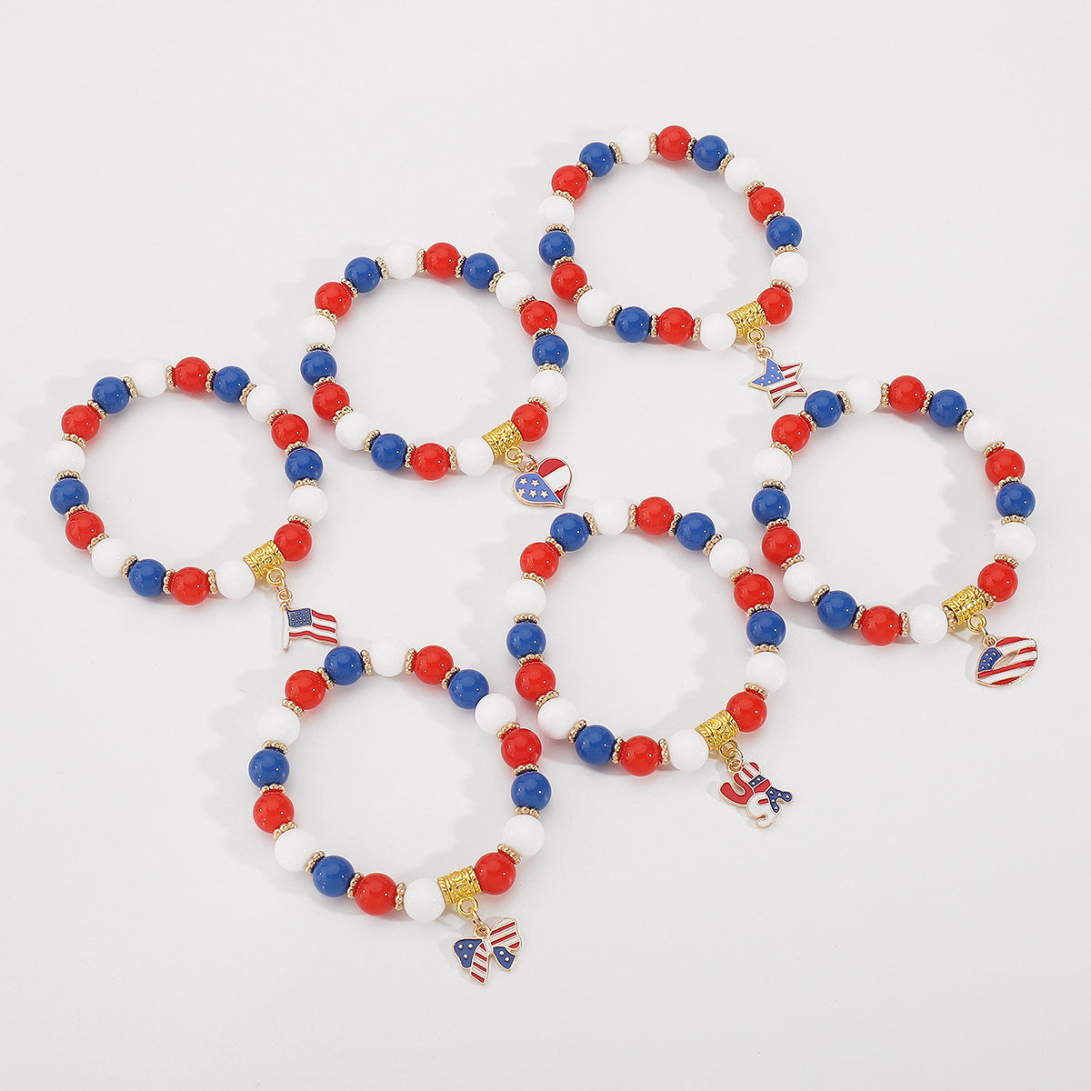 Minimalist USA Pendant Acrylic Beaded Bracelet