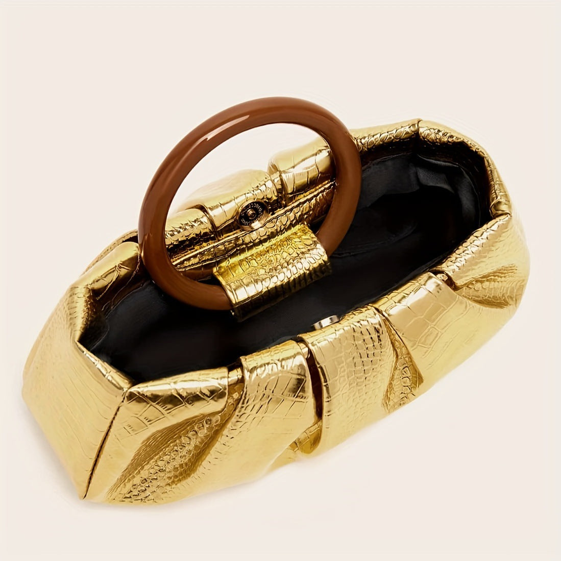 Stylish Ruched Cloud Round Handle Evening Handbag