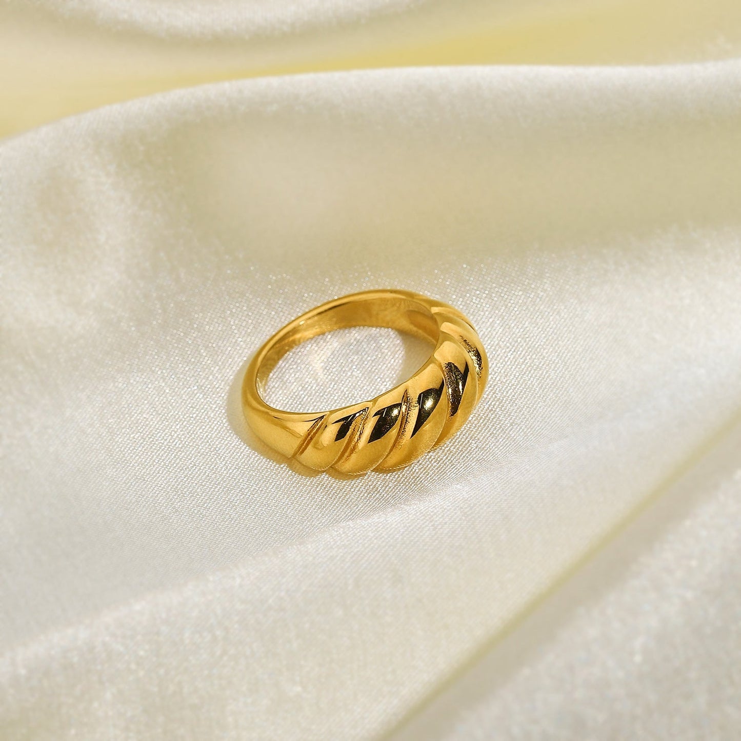 Gold Irregular Simple Wide Rings