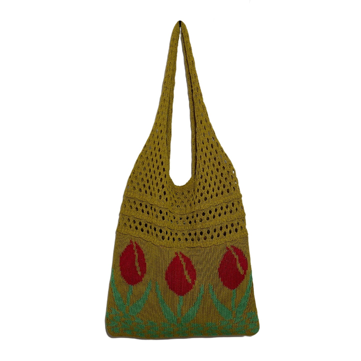 Vintage Flower Jacquard Knit SHoulder Bag