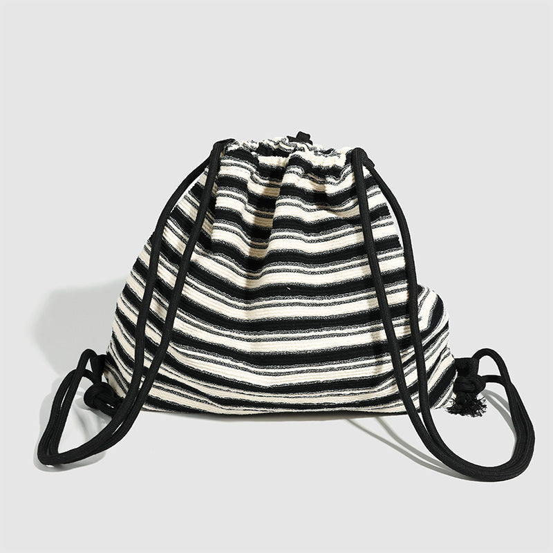 Striped Color Block Drawstring Backpack