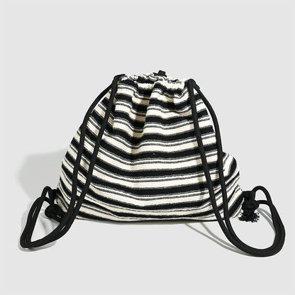 Striped Color Block Drawstring Backpack
