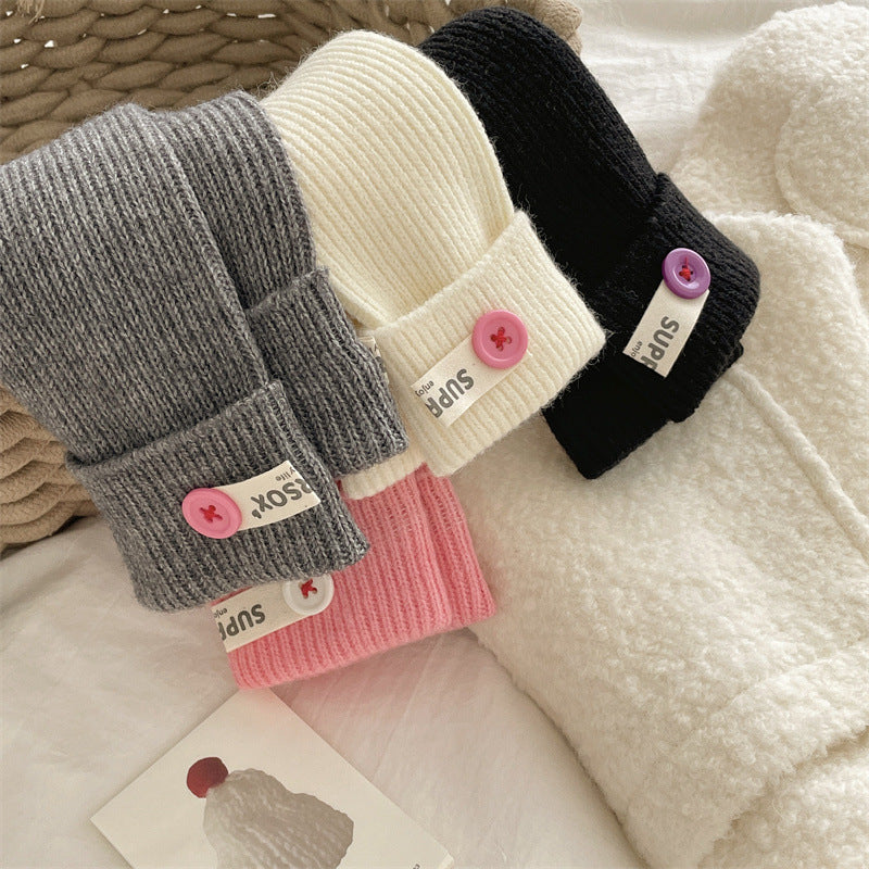 Candy Color Button Sweet Simple Socks