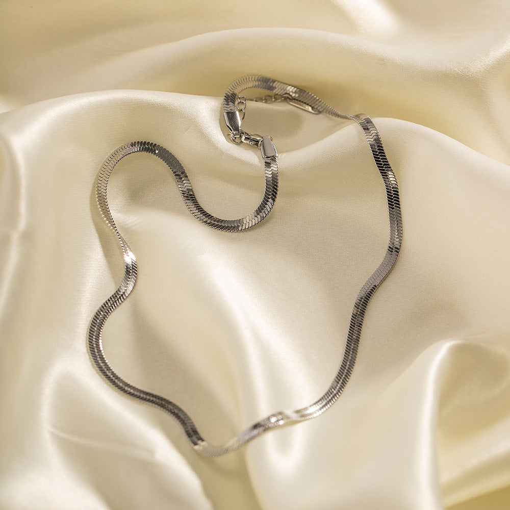 Herringbone Chain Flat Snake Chain Necklace