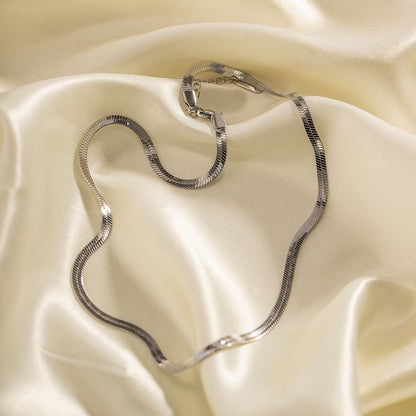 Herringbone Chain Flat Snake Chain Necklace