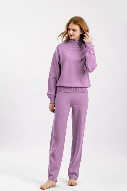 2+Solid Color High Collar Knit Sets