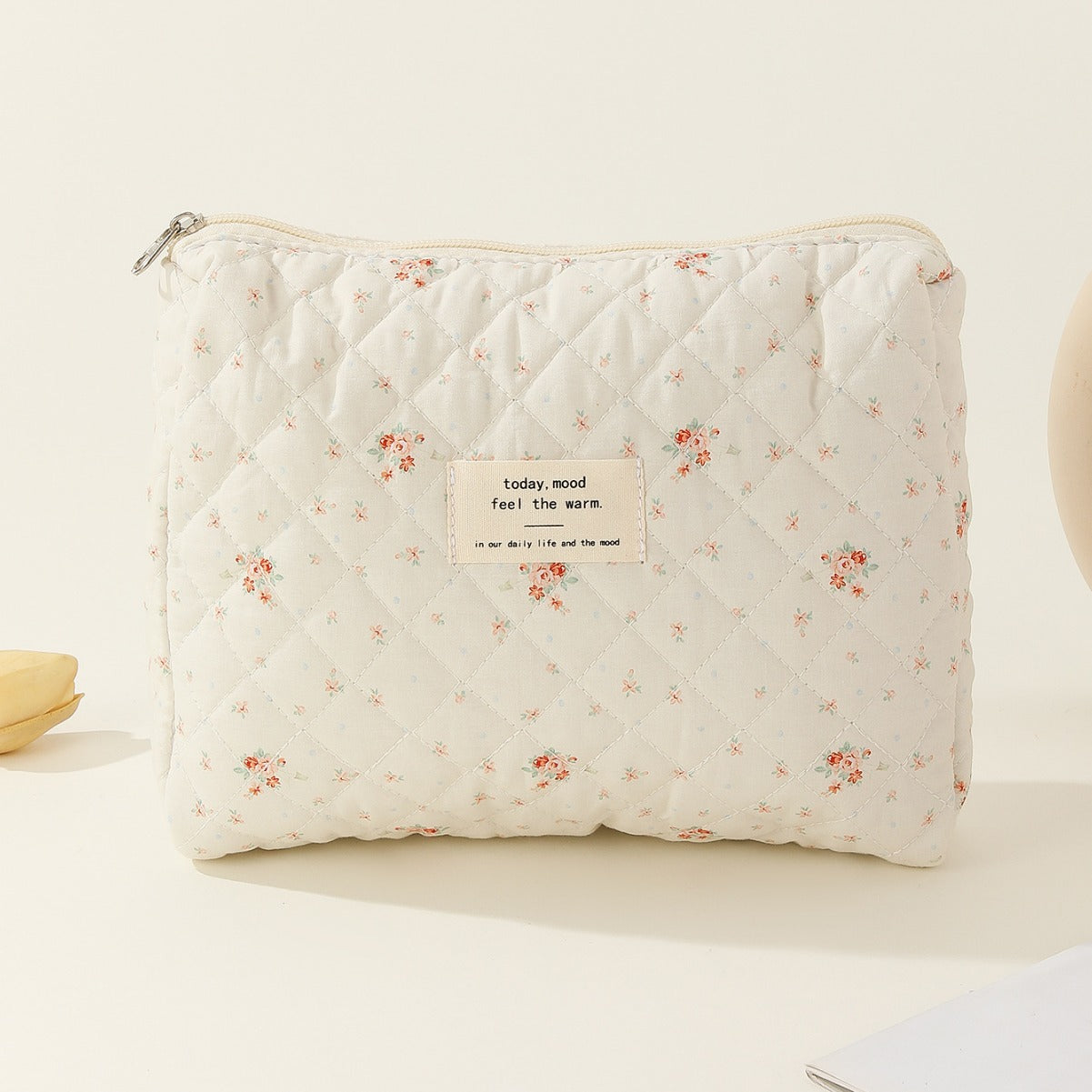 Midi Floral Print Quilted Make Up Bag