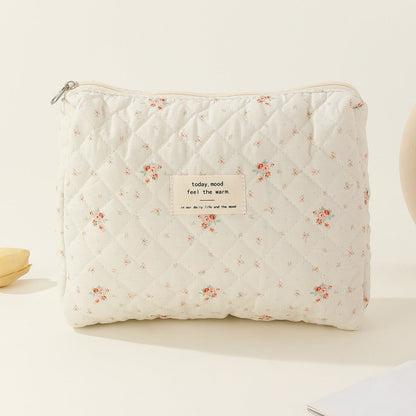Midi Floral Print Quilted Make Up Bag