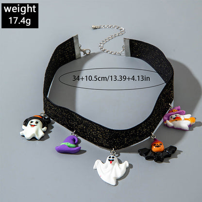 Chain Patchwork Dripping Ghost Halloween Choker