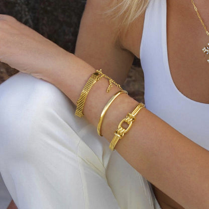 Trendy Gold Geometric Open Cuff Bracelet
