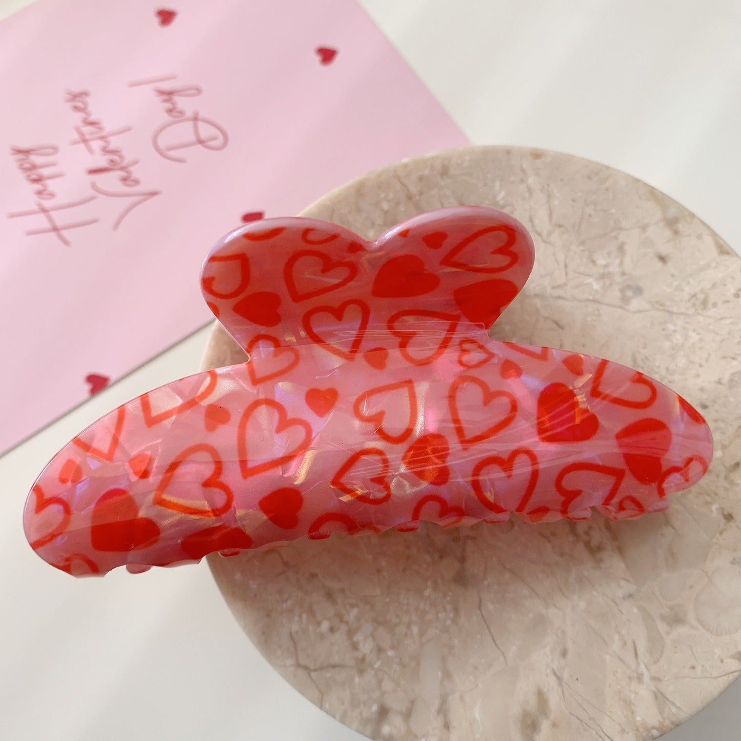 Cute Heart Print Hair Claw