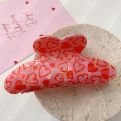 Cute Heart Print Hair Claw