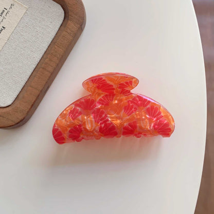 Retro Floral Printed Acrylic Hair Claw