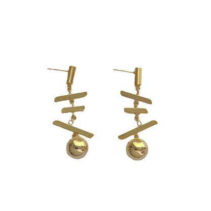 Long Metal Ball Tassel Drop Earrings