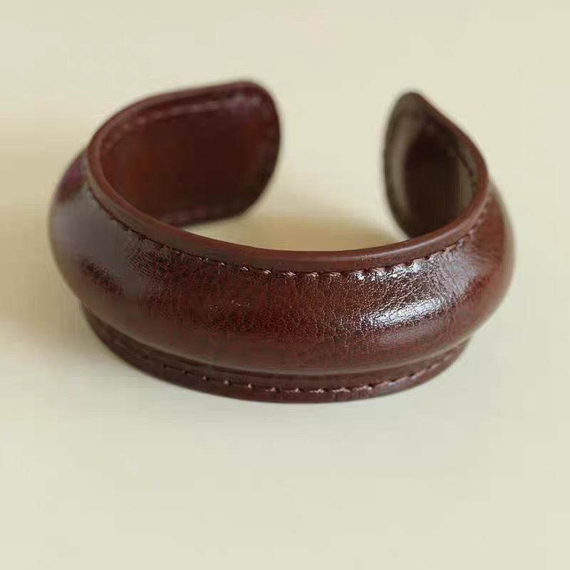 Vintage Leather Wide Open Bracelets