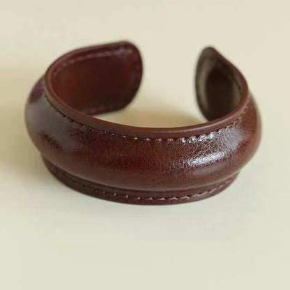 Vintage Leather Wide Open Bracelets