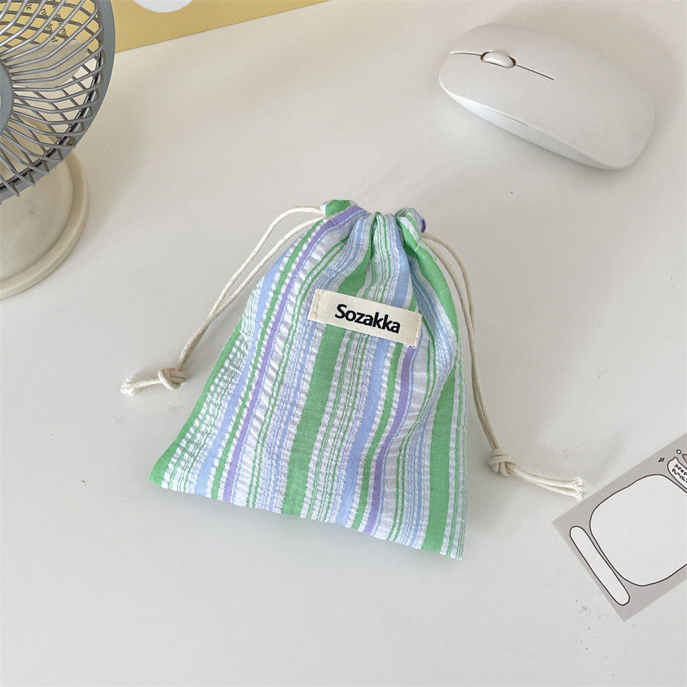 Striped Drawstring Coin Purses Wallets