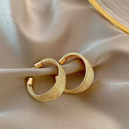 Luxurious Chunky Textured Gold Hoop Earrings