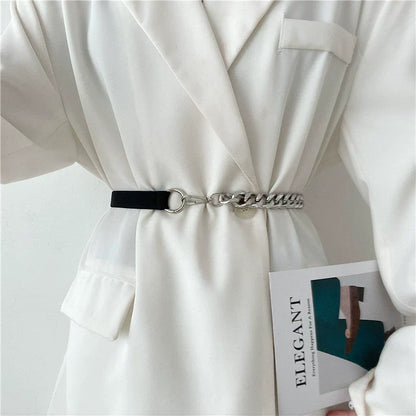 Chain Leather Splicing Simple Belt