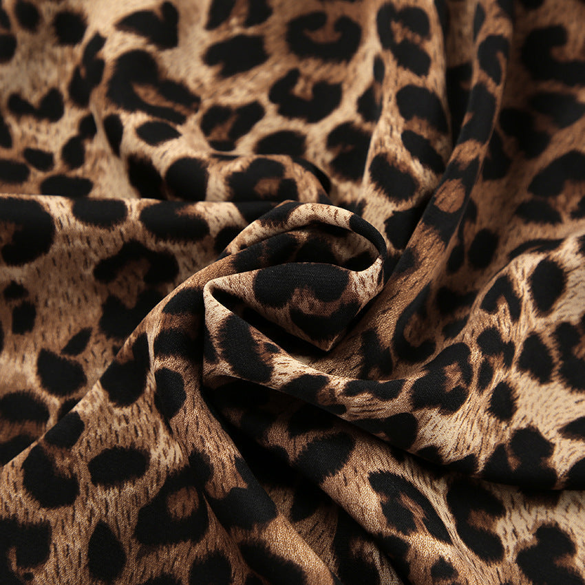 Leopard Print Lapel  Sleepwear Sets