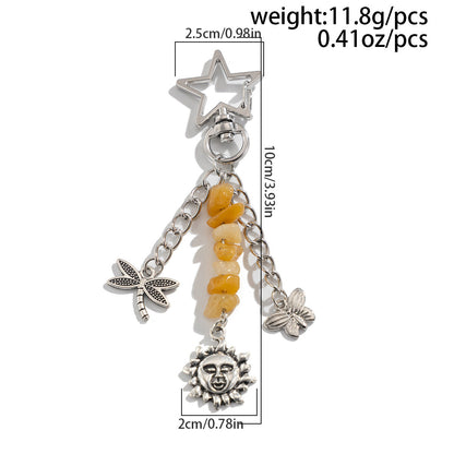 Colorful Stone Tassel Keychain Bag Charms