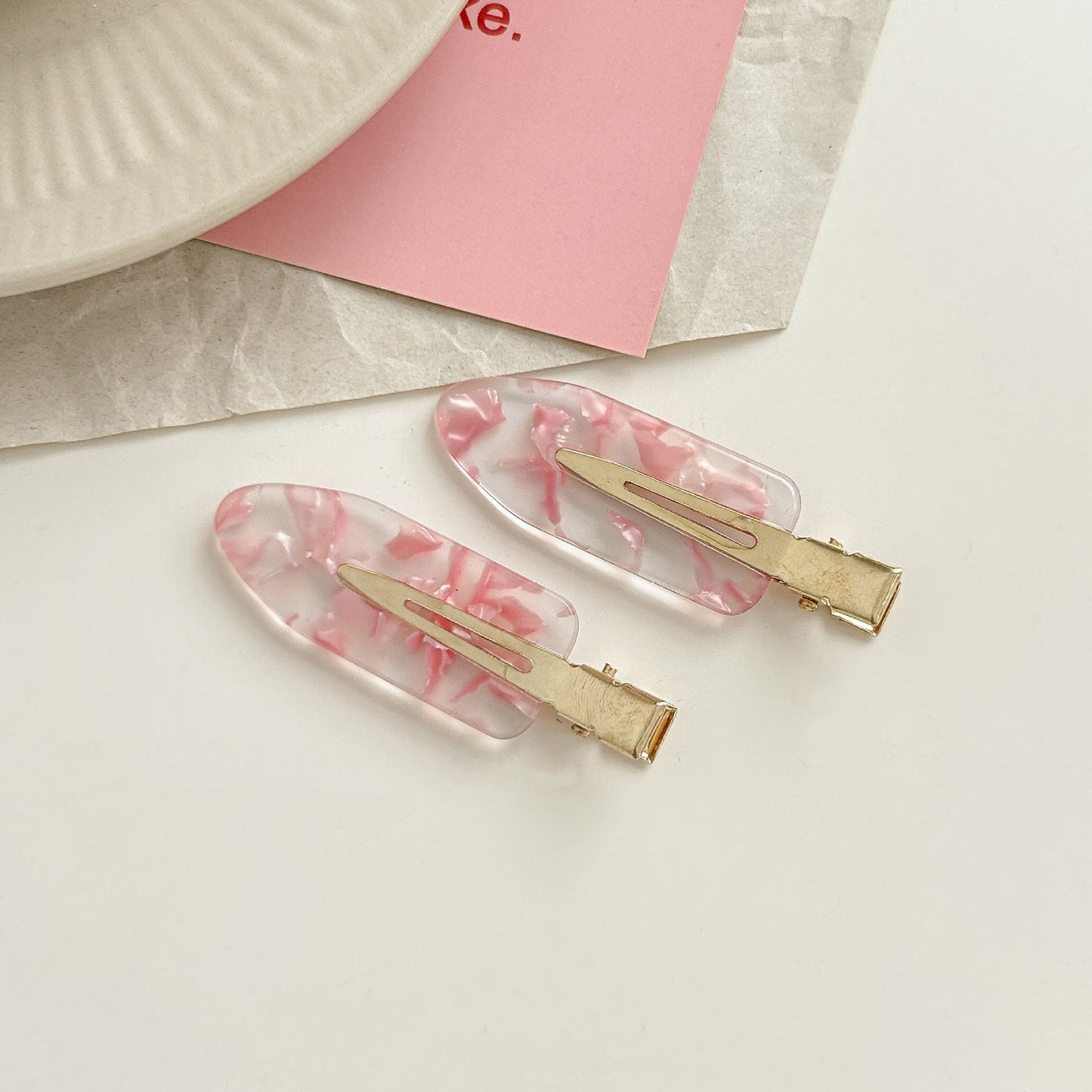 2+ 2Pcs Simple Sweet Pink Hair Clips
