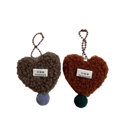 Cute Fuzzy Heart Pendants Beaded Bag Charms