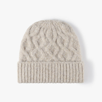 Twist Jacquard Knit Hat Solid Color Beanie