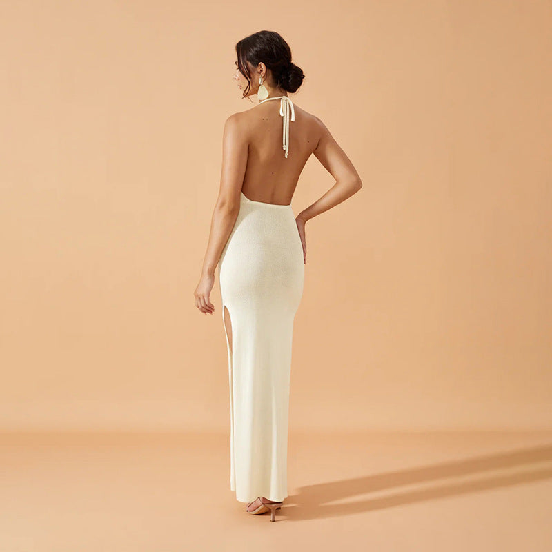 Solid Color Sexy Knit Dress Cover Up