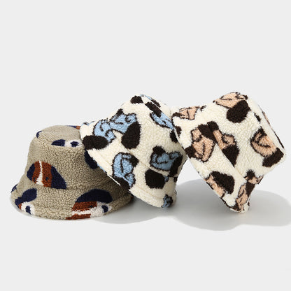 Cute Dog Pattern Thicken Winter Bucket Hat