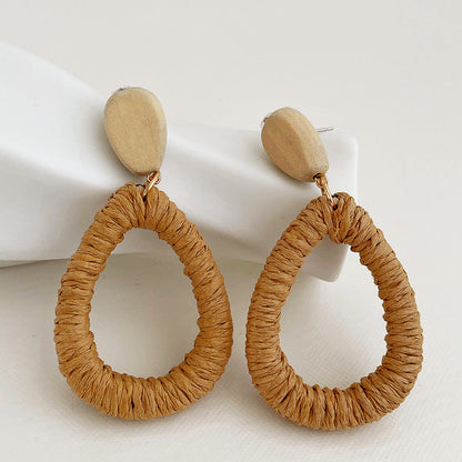 Vintage Elegant Wooden Rattan Earrings