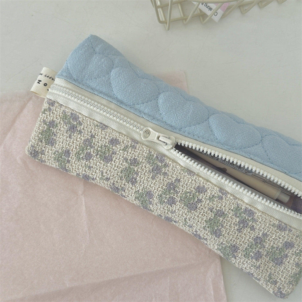 Elegant Flower Print Portable Pencil Case