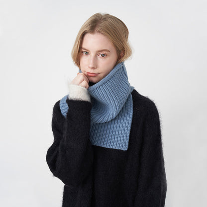 Solid Color High Collar Split Knit Scarve
