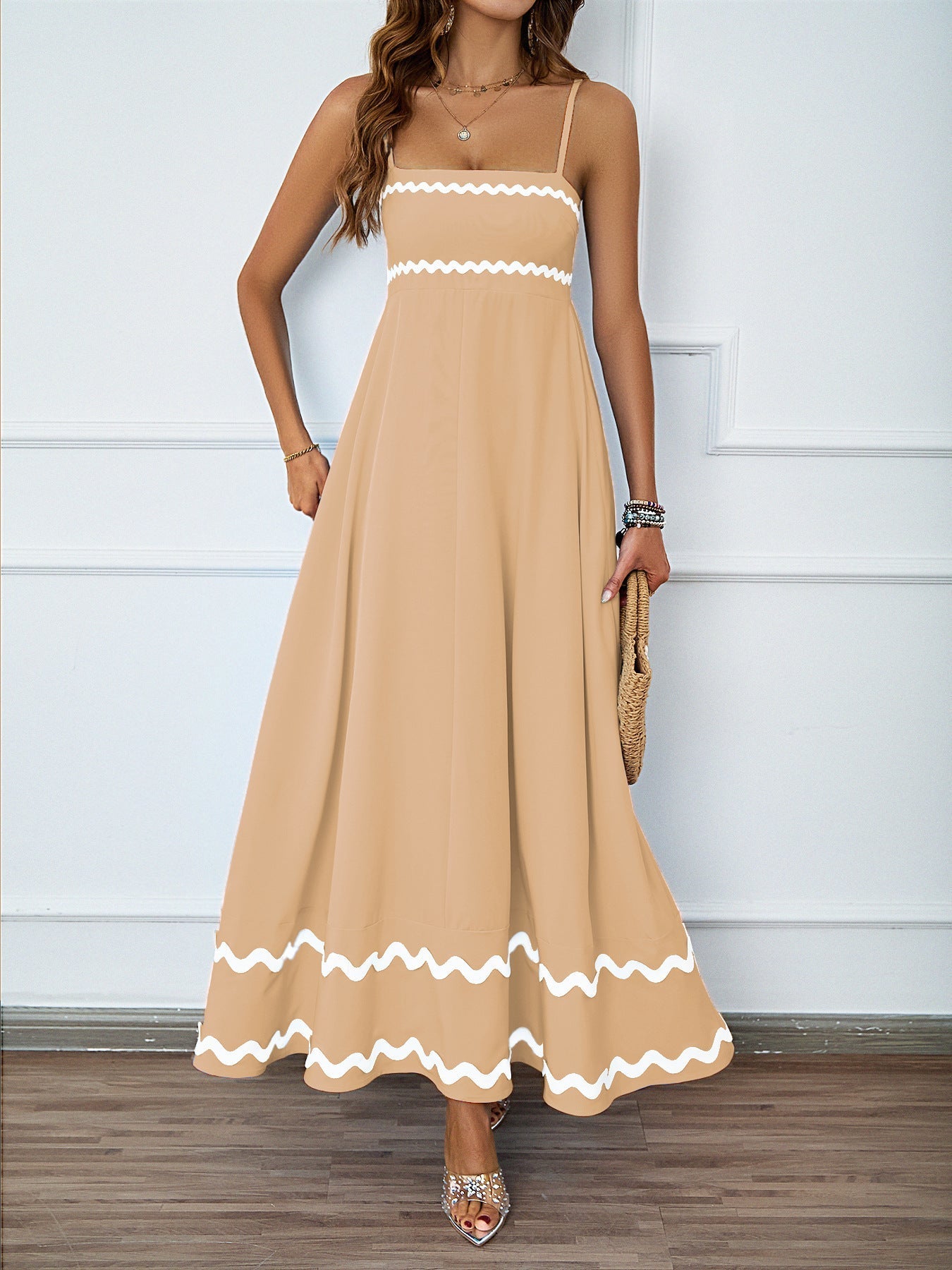 Ruffle Sleeveless Spaghetti Maxi Dress