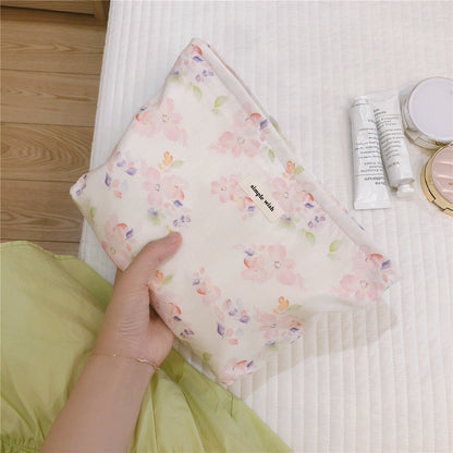 Flower Print Large Capacity Cosmetic Bag
