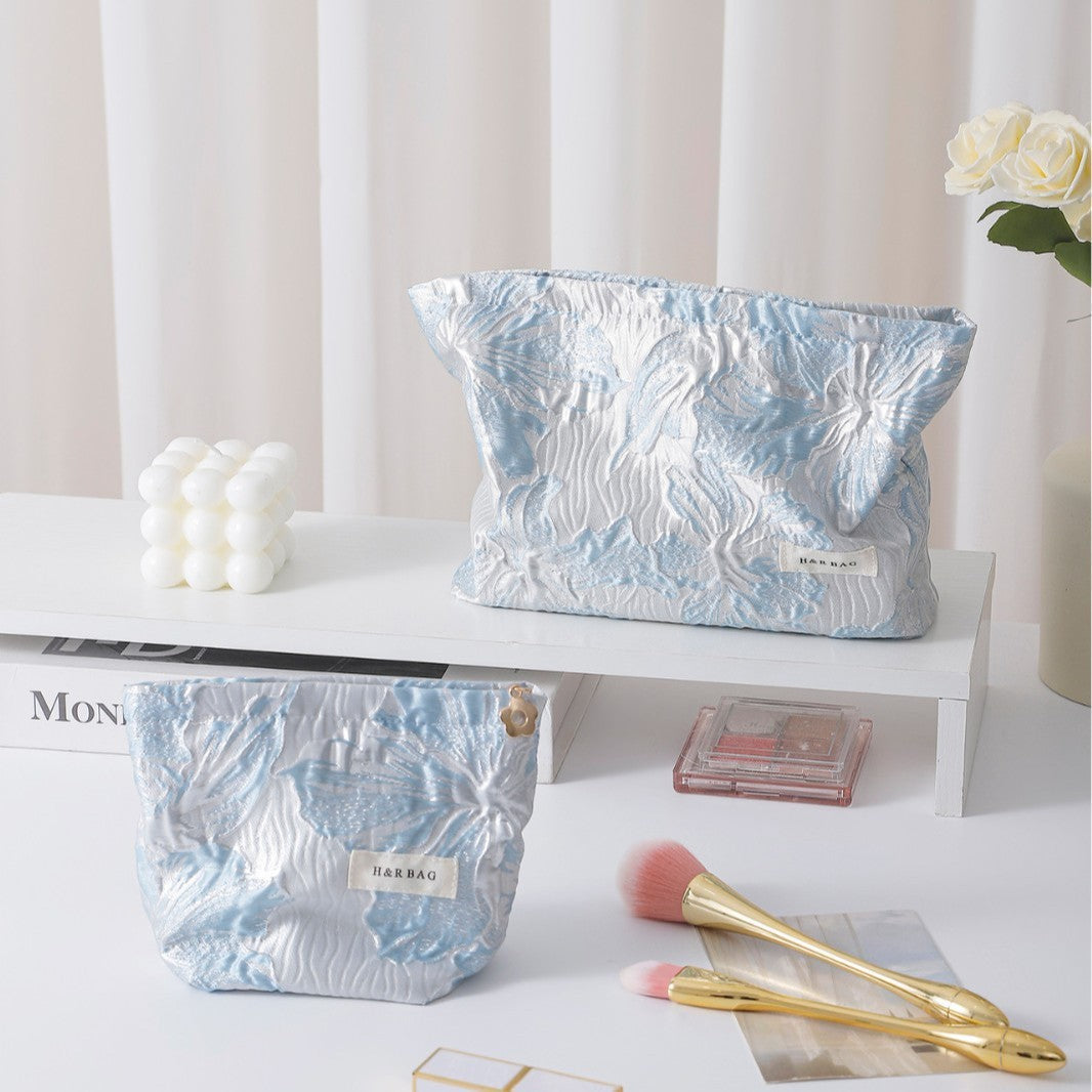 Simple Embossed Flower Makeup Bag