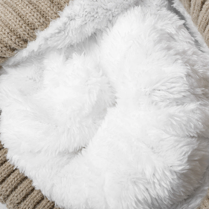 Contrast Color Warm Knit Pom Beanie