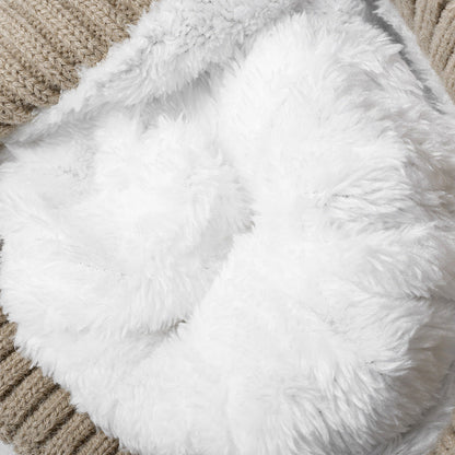 Contrast Color Warm Knit Pom Beanie