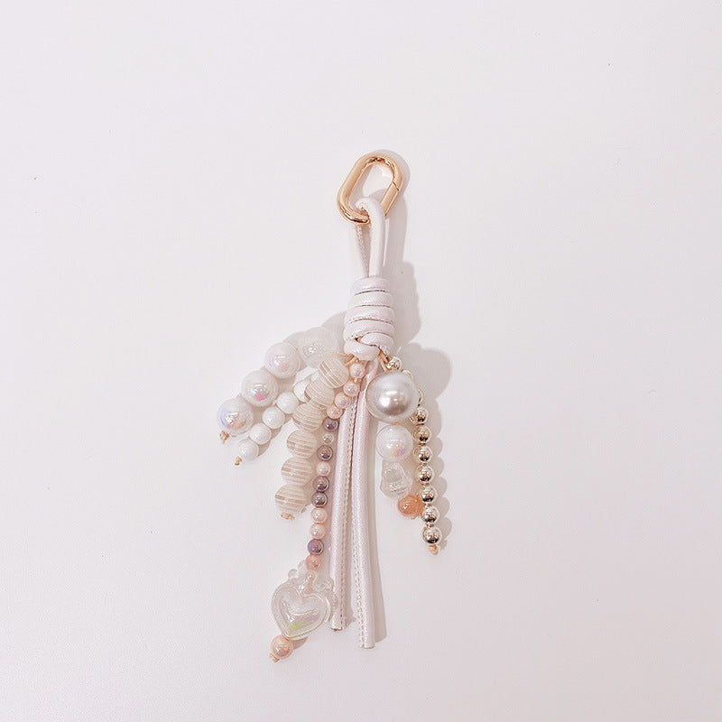 Cute Color Block Beaded Keychain Bag Charm