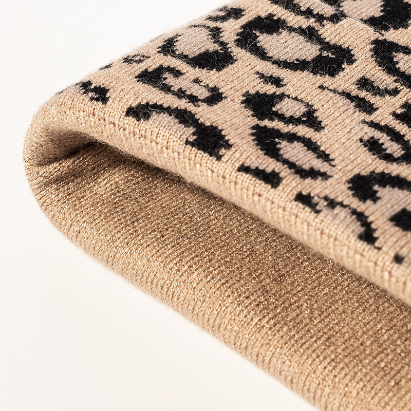 Leopard Print Outdoors Knit Beanie